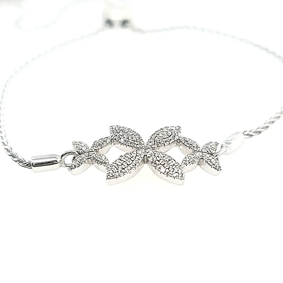 Ella Stein SS Diamond Floral Bolo Bracelet (SI1916)