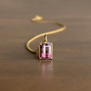 Emerald Cut Aurora Tourmaline Pendant