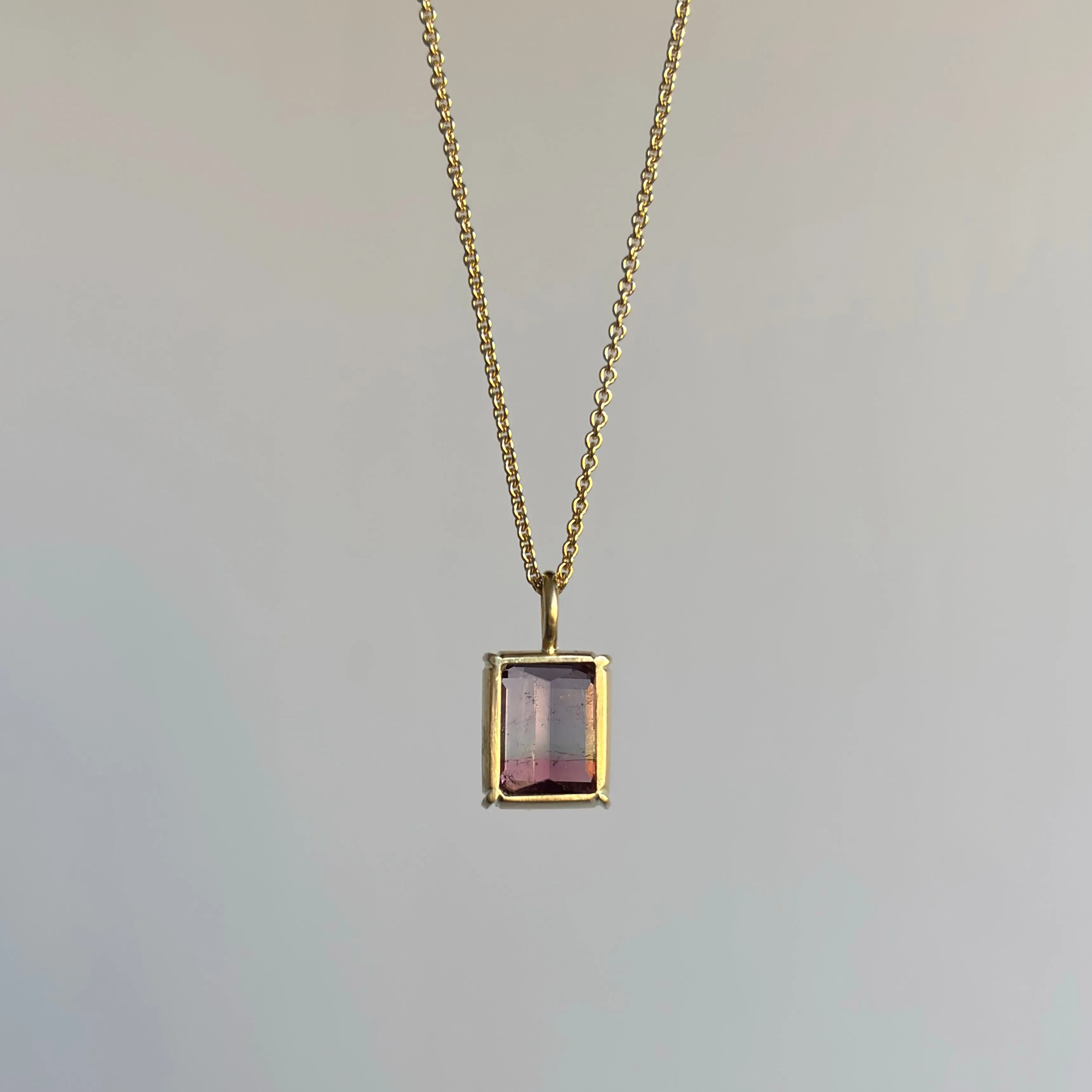 Emerald Cut Aurora Tourmaline Pendant