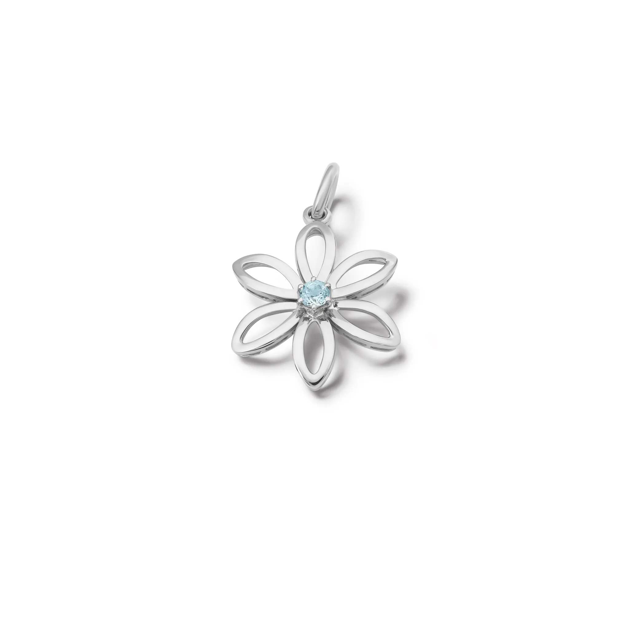 Fleur de Lys Medium Necklace Pendant Silver - Blue Topaz