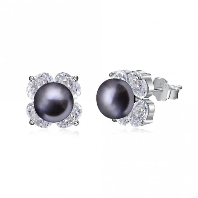 Fresh Water Black Pearl Sparkling Earrings ERLE022