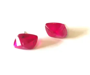 Fuchsia Pink Faceted Baroque Stud Earrings