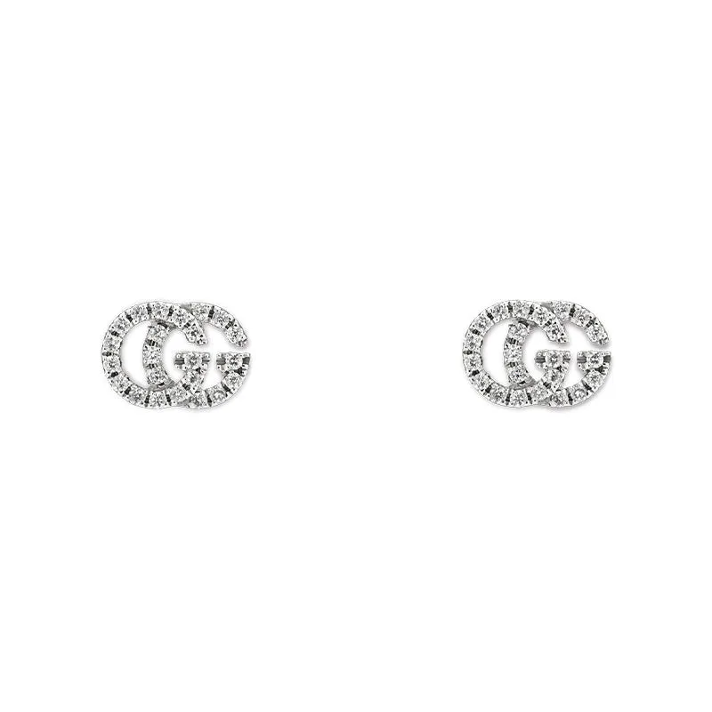 GC GG Running 18ct White Gold Diamond Stud Earrings