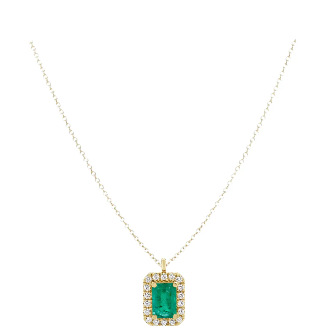 Gem Emerald Cut Diamond Outline Necklace