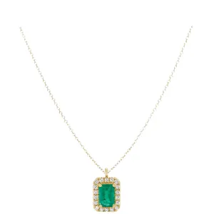 Gem Emerald Cut Diamond Outline Necklace