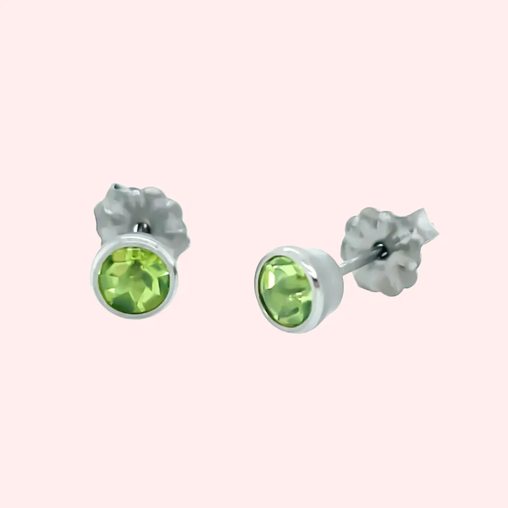 Gem Stone Titanium Stud Hypoallergenic Earrings