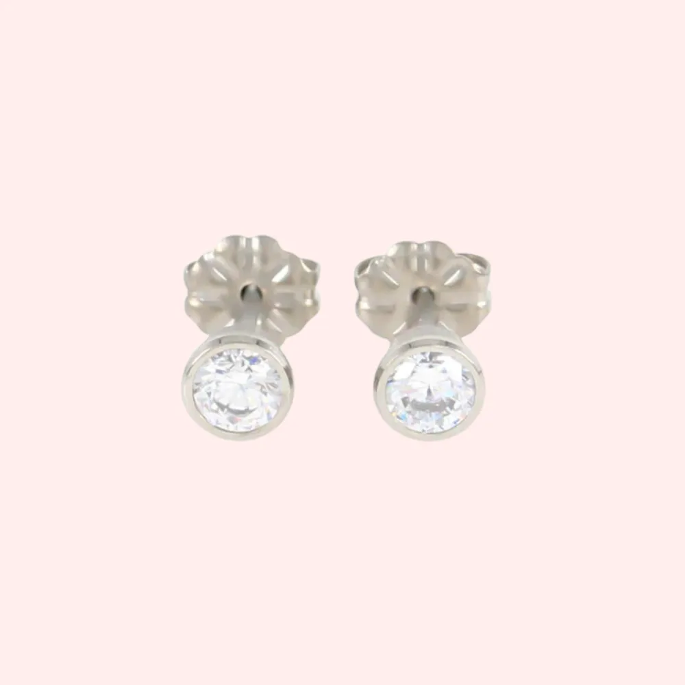 Gem Stone Titanium Stud Hypoallergenic Earrings