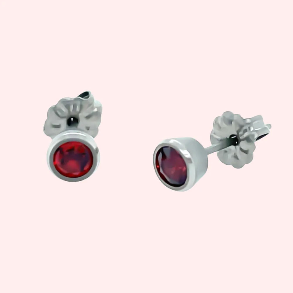 Gem Stone Titanium Stud Hypoallergenic Earrings