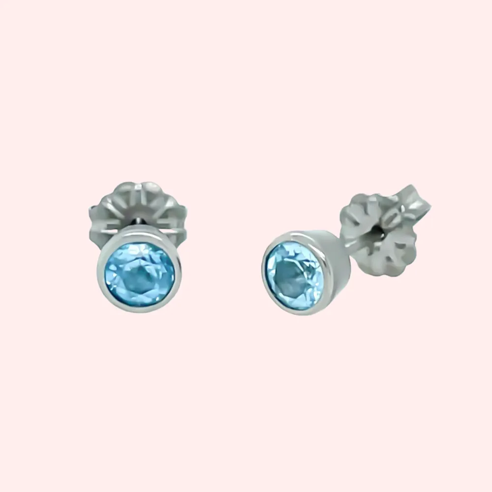 Gem Stone Titanium Stud Hypoallergenic Earrings