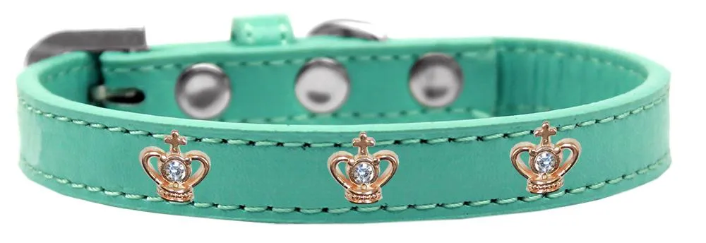 Gold Crown Widget Dog Collar Aqua Size 12