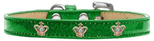 Gold Crown Widget Dog Collar Emerald Green Ice Cream Size 12