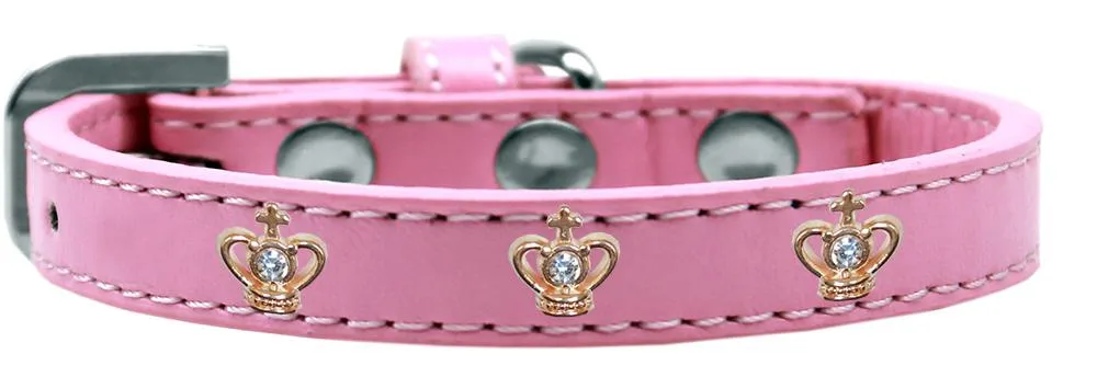 Gold Crown Widget Dog Collar Light Pink Size 18