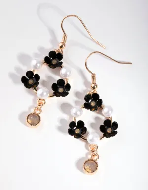 Gold Flower Power Drop Earrings