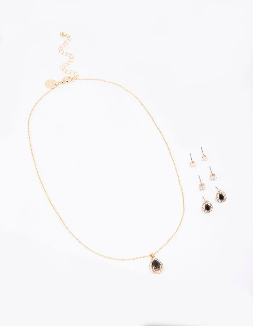 Gold Multi Pear Diamante Jewellery Set