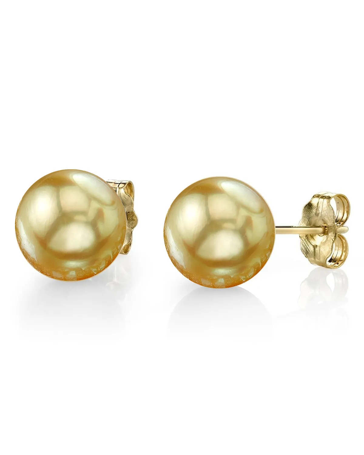 Golden South Sea Round Pearl Stud Earrings, 10.0-11.0mm