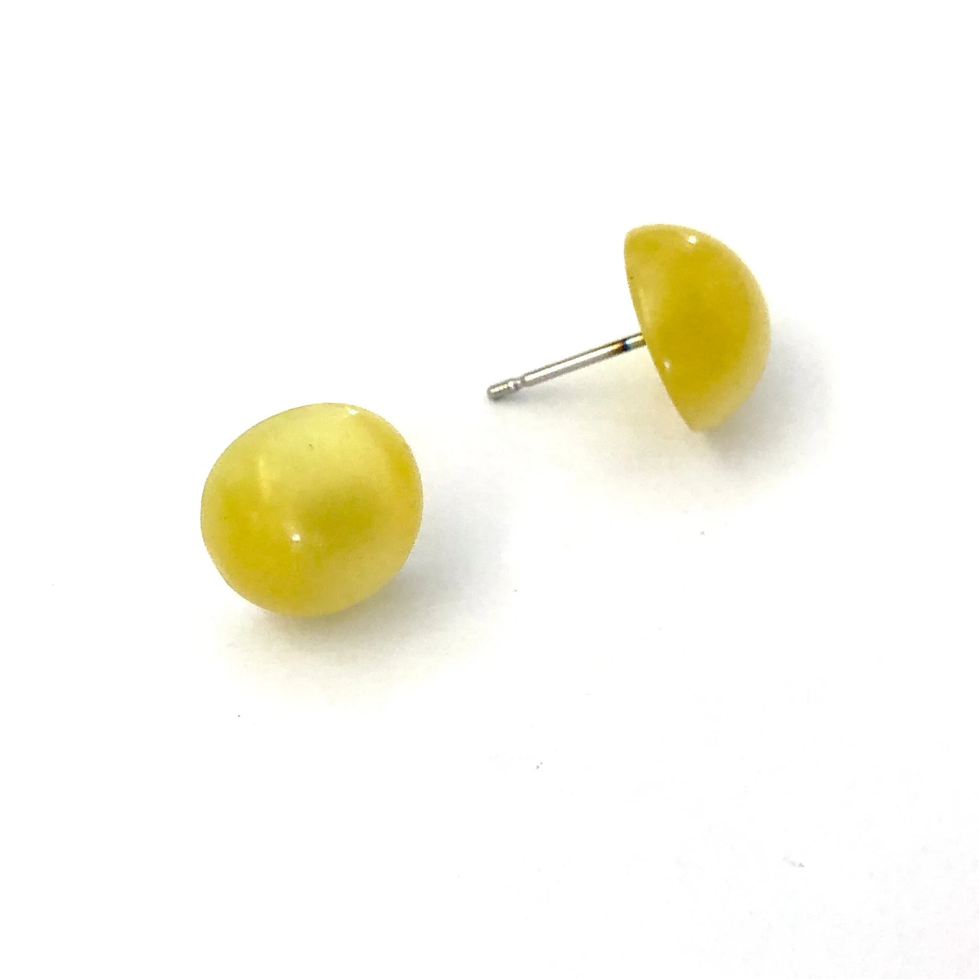 Golden Yellow Moonglow Retro Button Stud Earrings