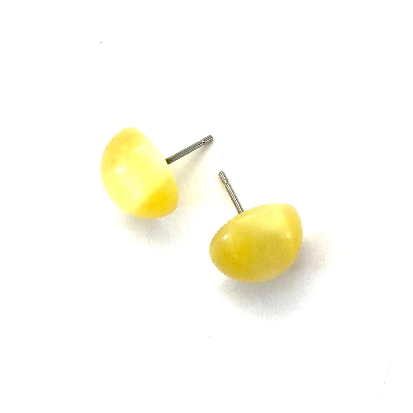 Golden Yellow Moonglow Retro Button Stud Earrings