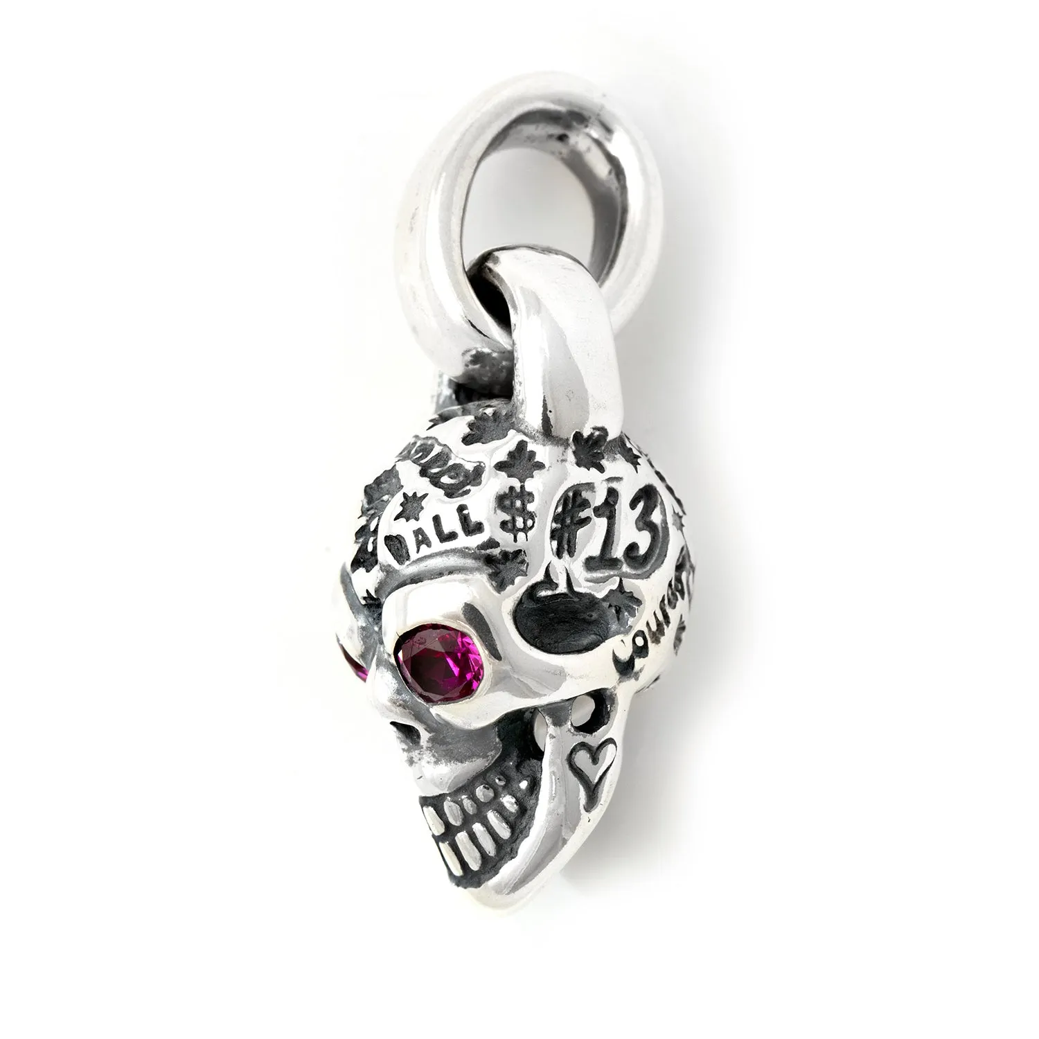 Graffiti Skull Pendant with Stone Eyes