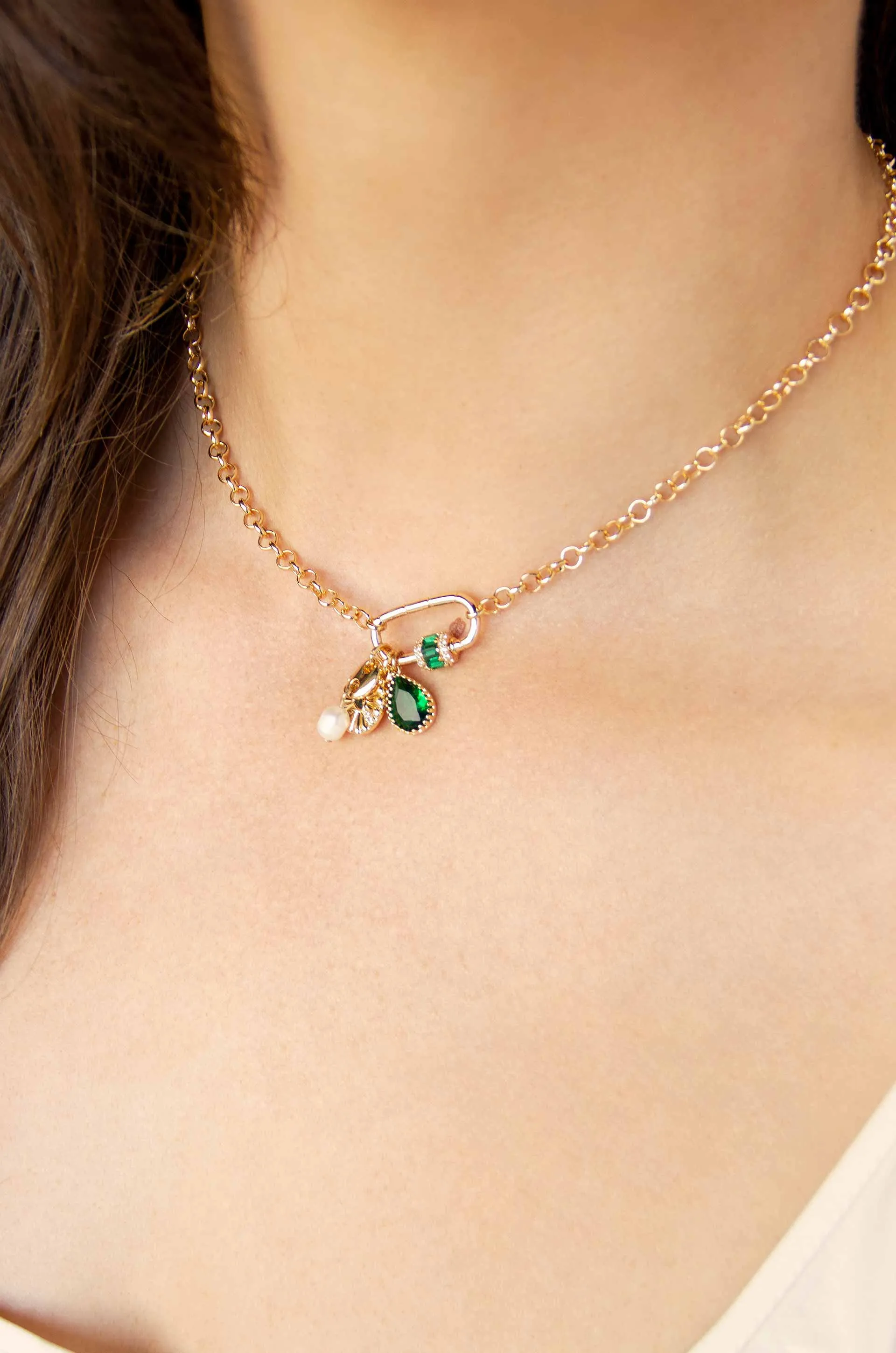 Green Queen Crystal Charm Necklace