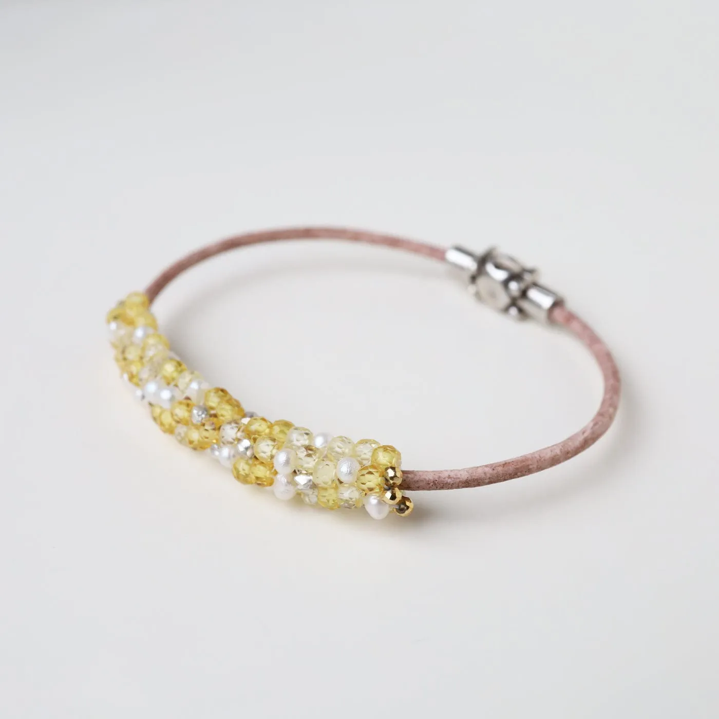 Hand Stitched Shaded Yellow Zircon Bracelet