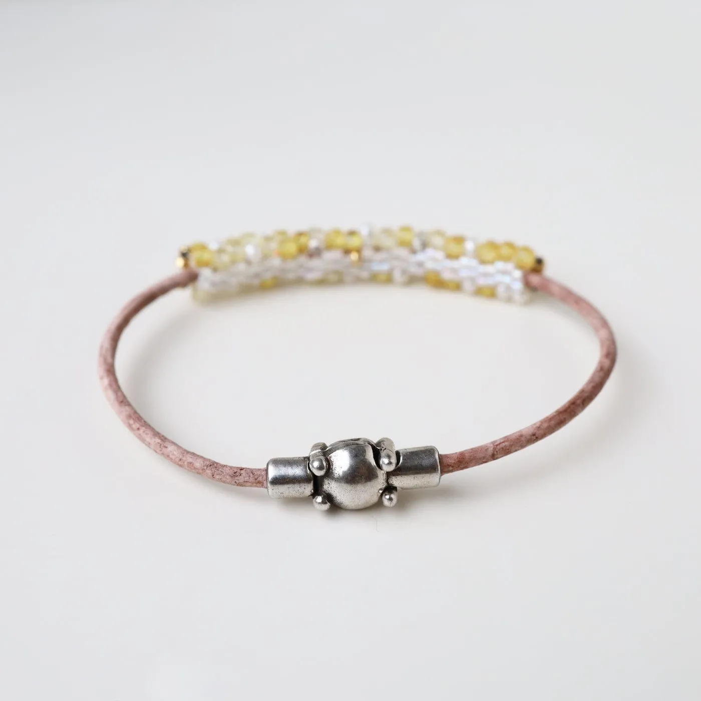 Hand Stitched Shaded Yellow Zircon Bracelet