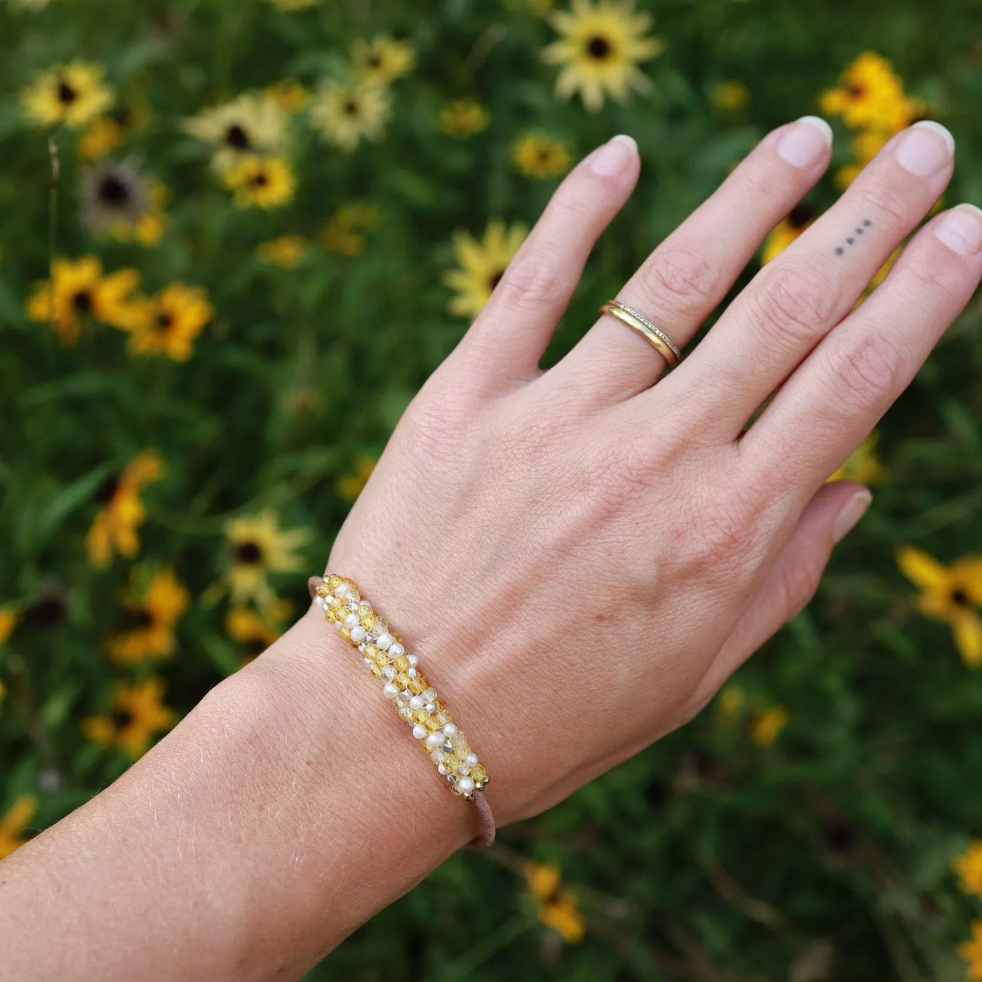 Hand Stitched Shaded Yellow Zircon Bracelet