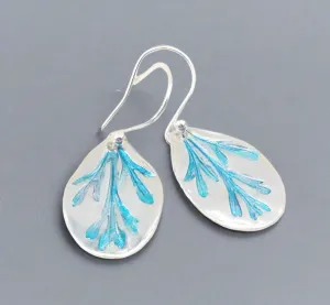 Jane Vernon Fine Silver and acrylic oval turquoise earrings (JV E17)