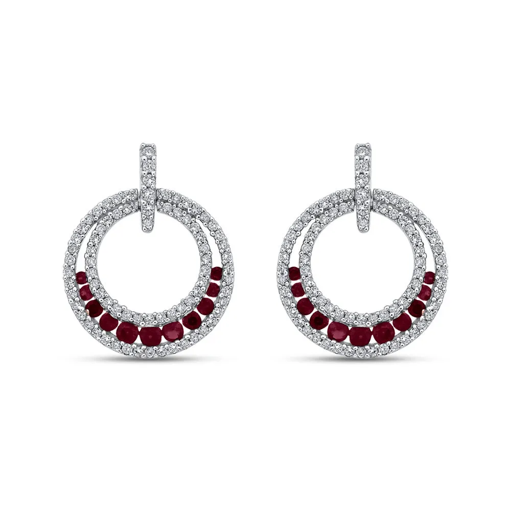 KATARINA Diamond and Ruby Dangle Earrings (1 cttw JK, I1-I2)