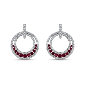 KATARINA Diamond and Ruby Dangle Earrings (1 cttw JK, I1-I2)