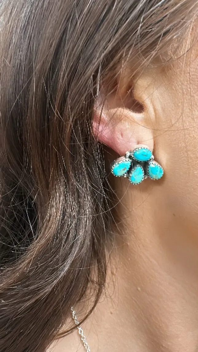 Kingman Turquoise Cluster Earrings