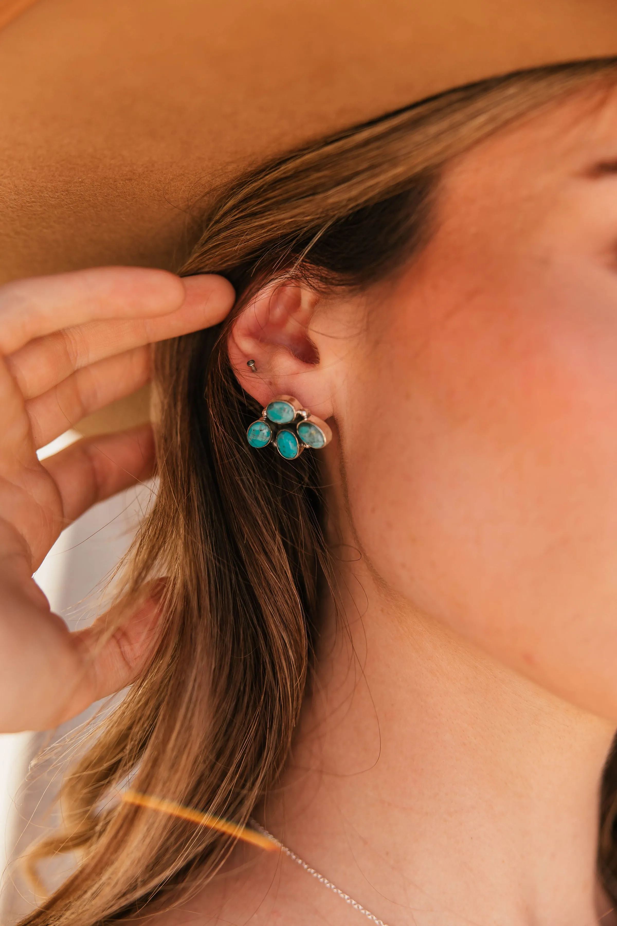 Kingman Turquoise Cluster Earrings