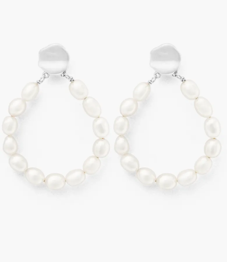 Kirstin Ash Lustre Pearl Earrings Silver