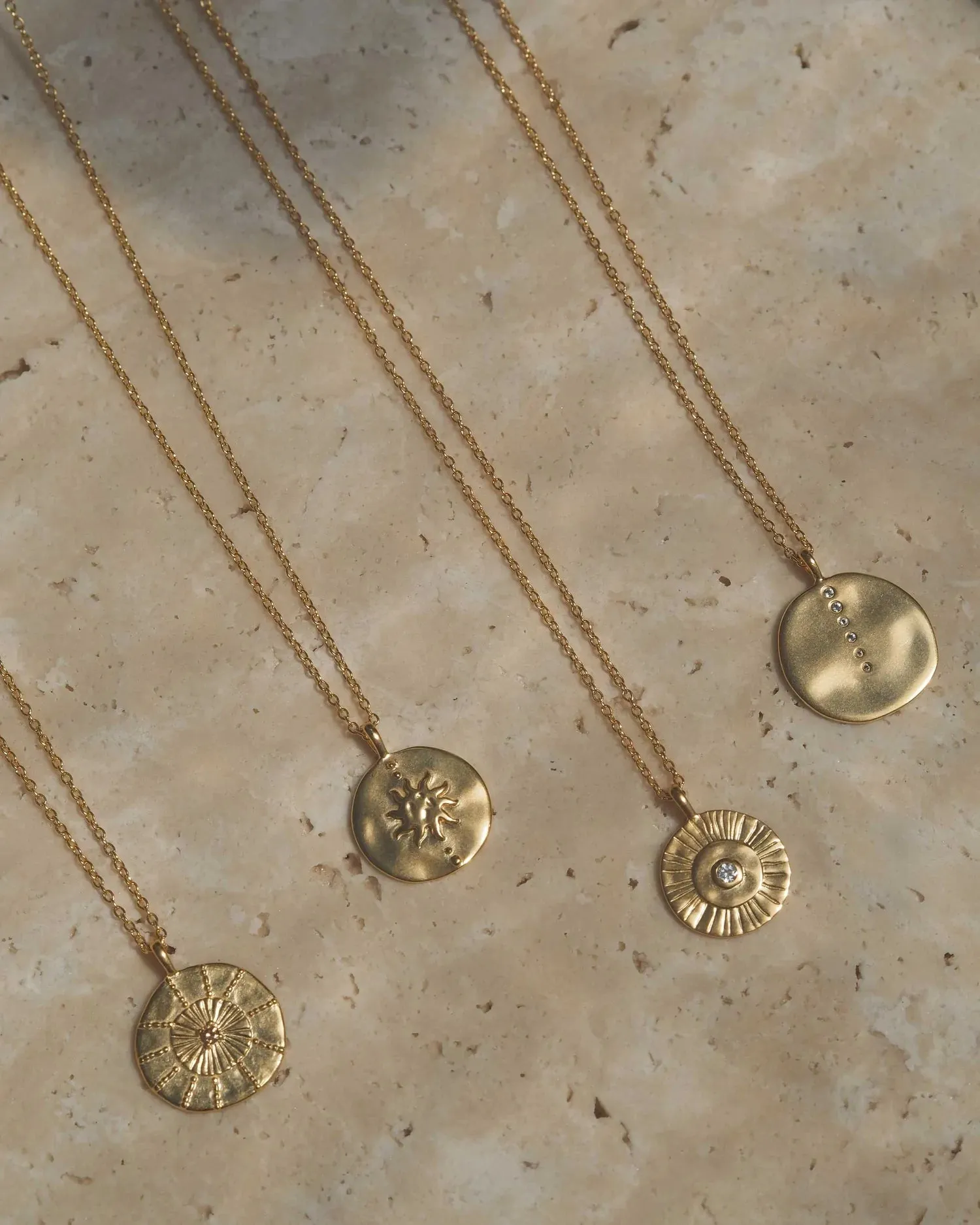 Kirstin Ash Sun Lines Coin Necklace, Gold or Silver