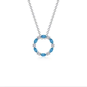 Lafonn Simulated Diamond & Blue Topaz Open Circle Necklace N0328BTP20