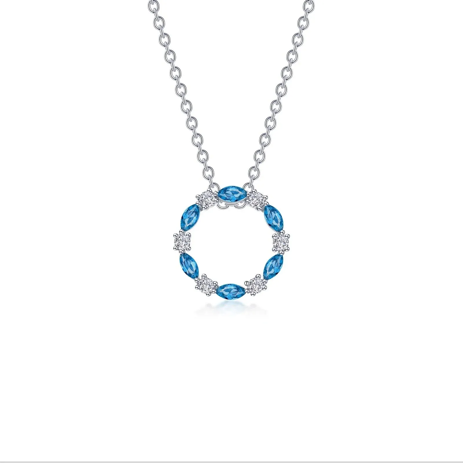 Lafonn Simulated Diamond & Blue Topaz Open Circle Necklace N0328BTP20