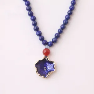 Lapis Lazuli Beaded Pendant Necklace December Birthstone Gemstone Jewelry Accessories Gift for Women