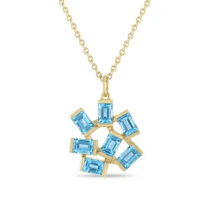 Large Jubilation Pendant Necklace: Blue Topaz