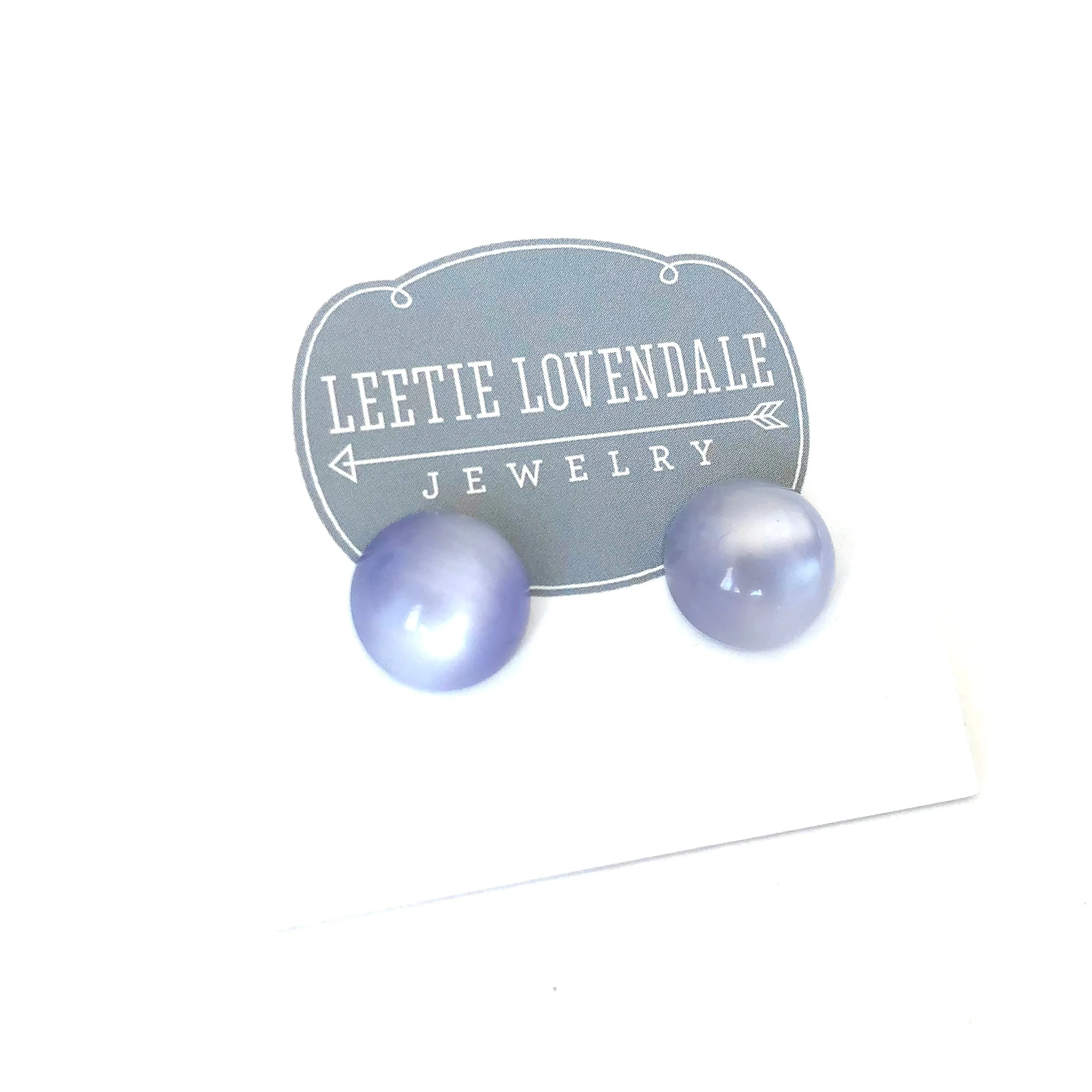 Lavender Moonglow Retro Button Studs Earrings