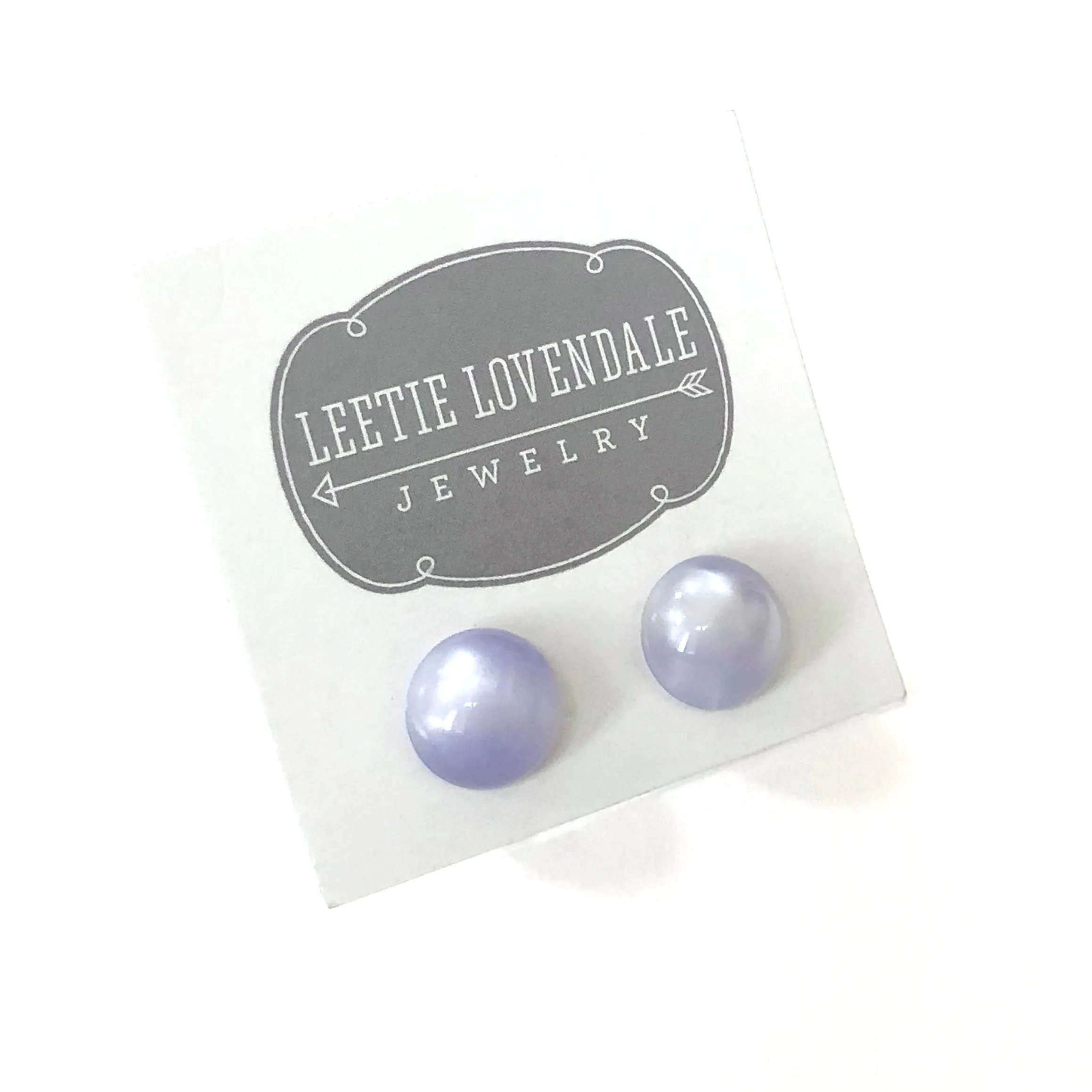 Lavender Moonglow Retro Button Studs Earrings