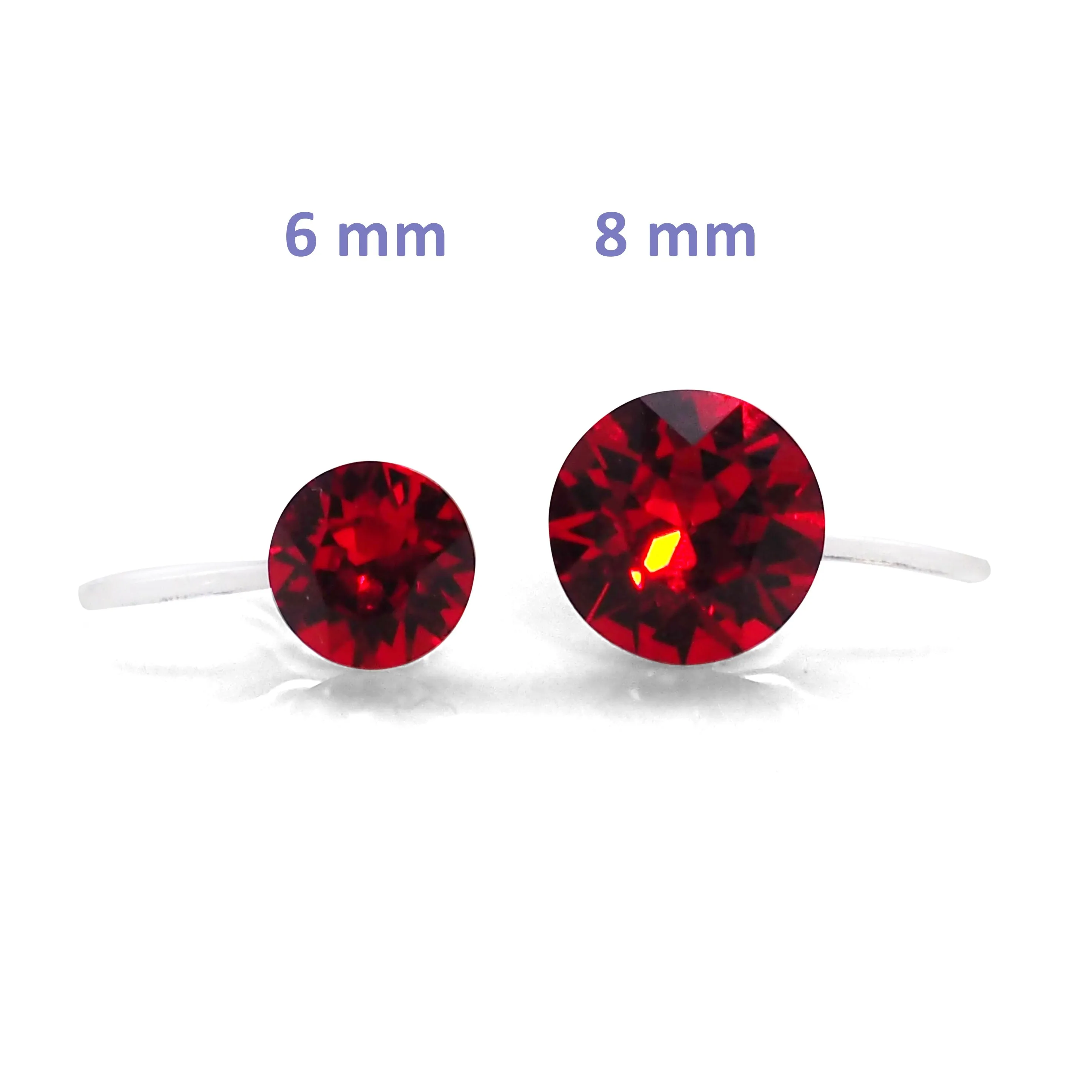 Light Siam Red Swarovski crystal invisible clip on stud earrings