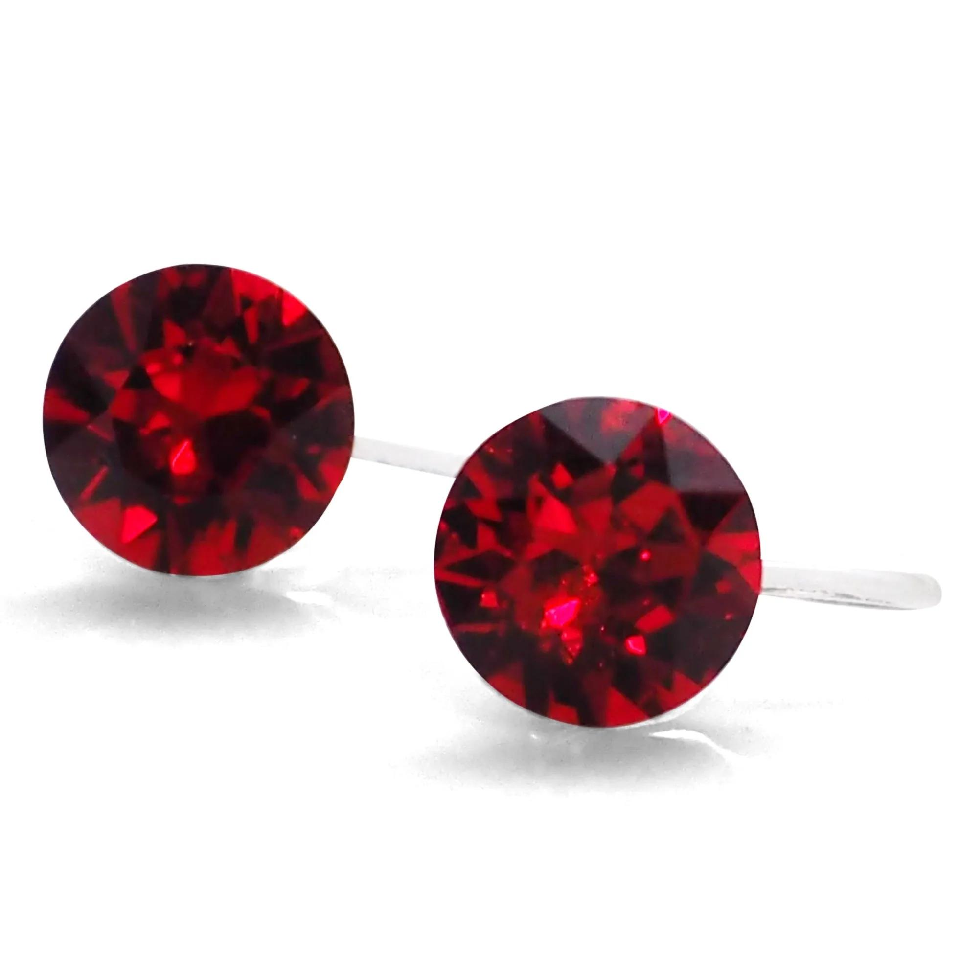 Light Siam Red Swarovski crystal invisible clip on stud earrings