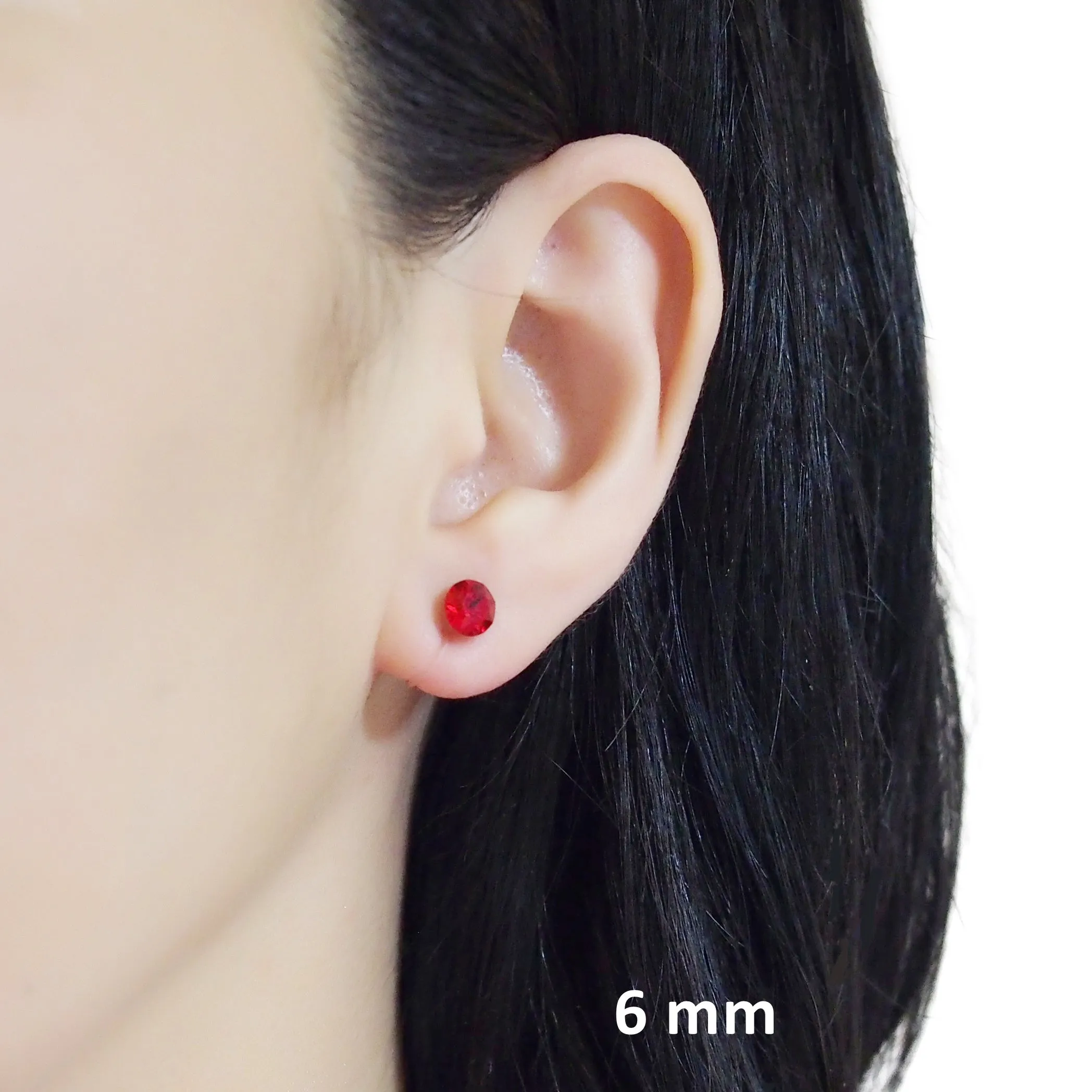 Light Siam Red Swarovski crystal invisible clip on stud earrings