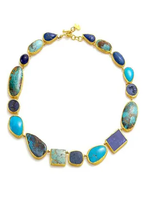 Lika Behar 24KYG Ocean Lapis and Turquoise Necklace