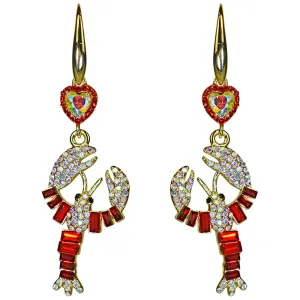 Lobster Love French Wire Earrings (Goldtone)