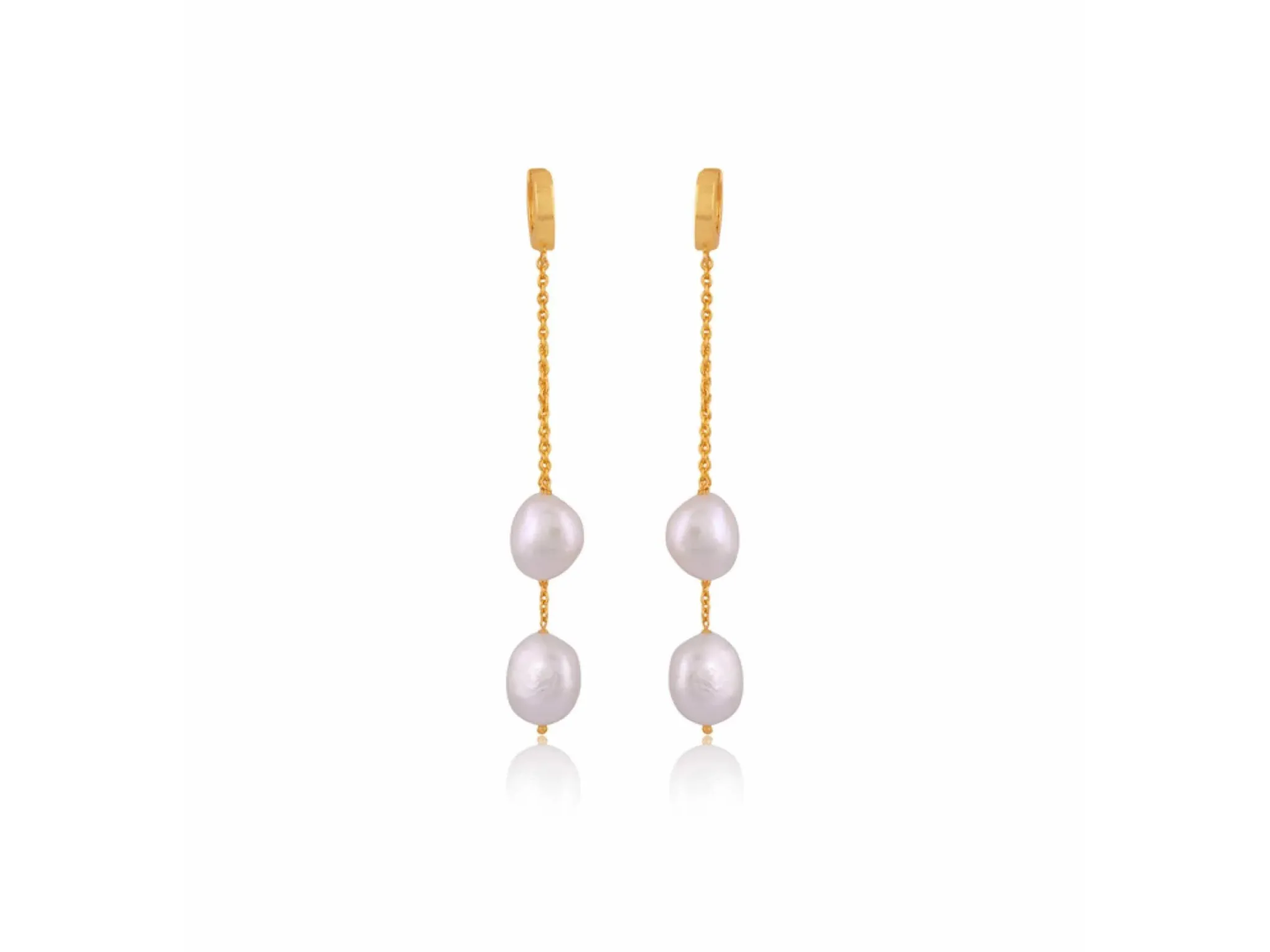 Lola Knight - Carla - Pearl Hoop Earrings - 18CT Gold