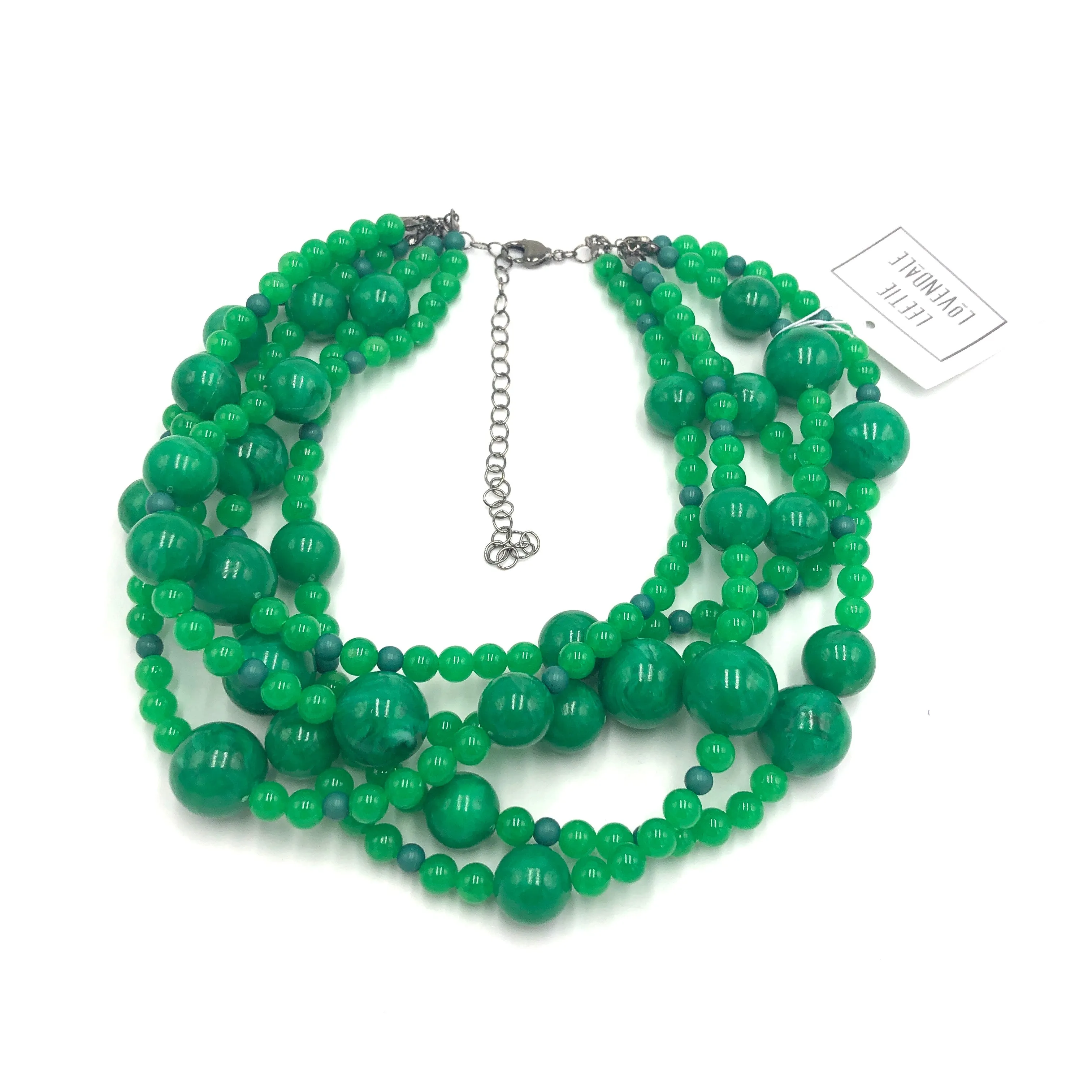 Marbled Greens Sylvie Beaded Necklace