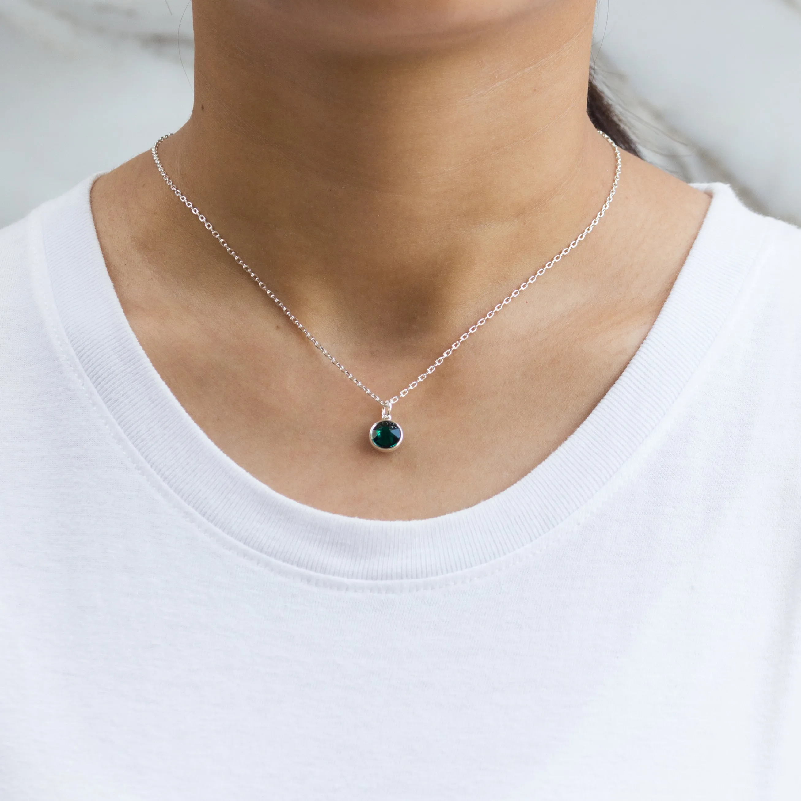 May (Emerald) Birthstone Necklace & Drop Earrings Set Created with Zircondia® Crystals