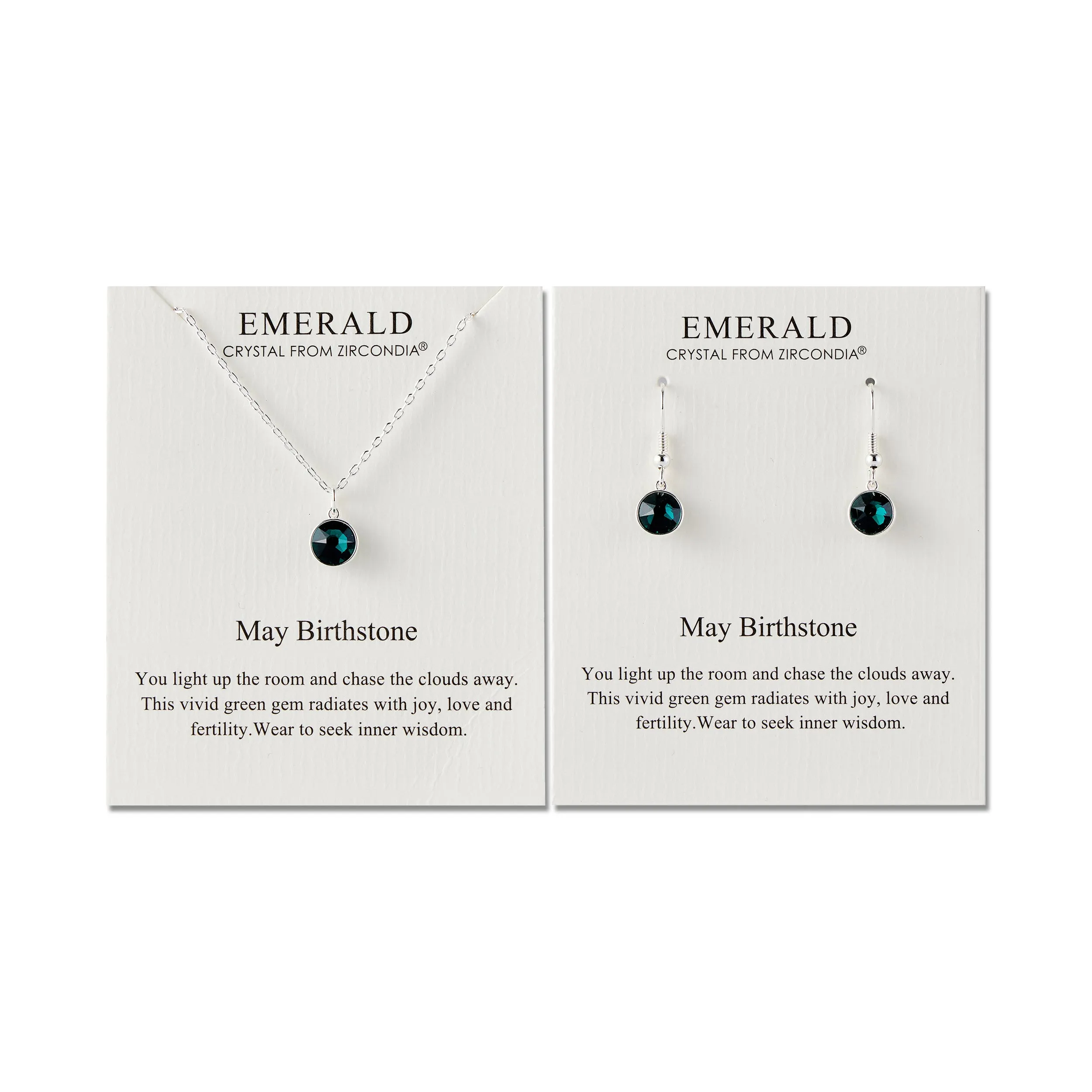 May (Emerald) Birthstone Necklace & Drop Earrings Set Created with Zircondia® Crystals