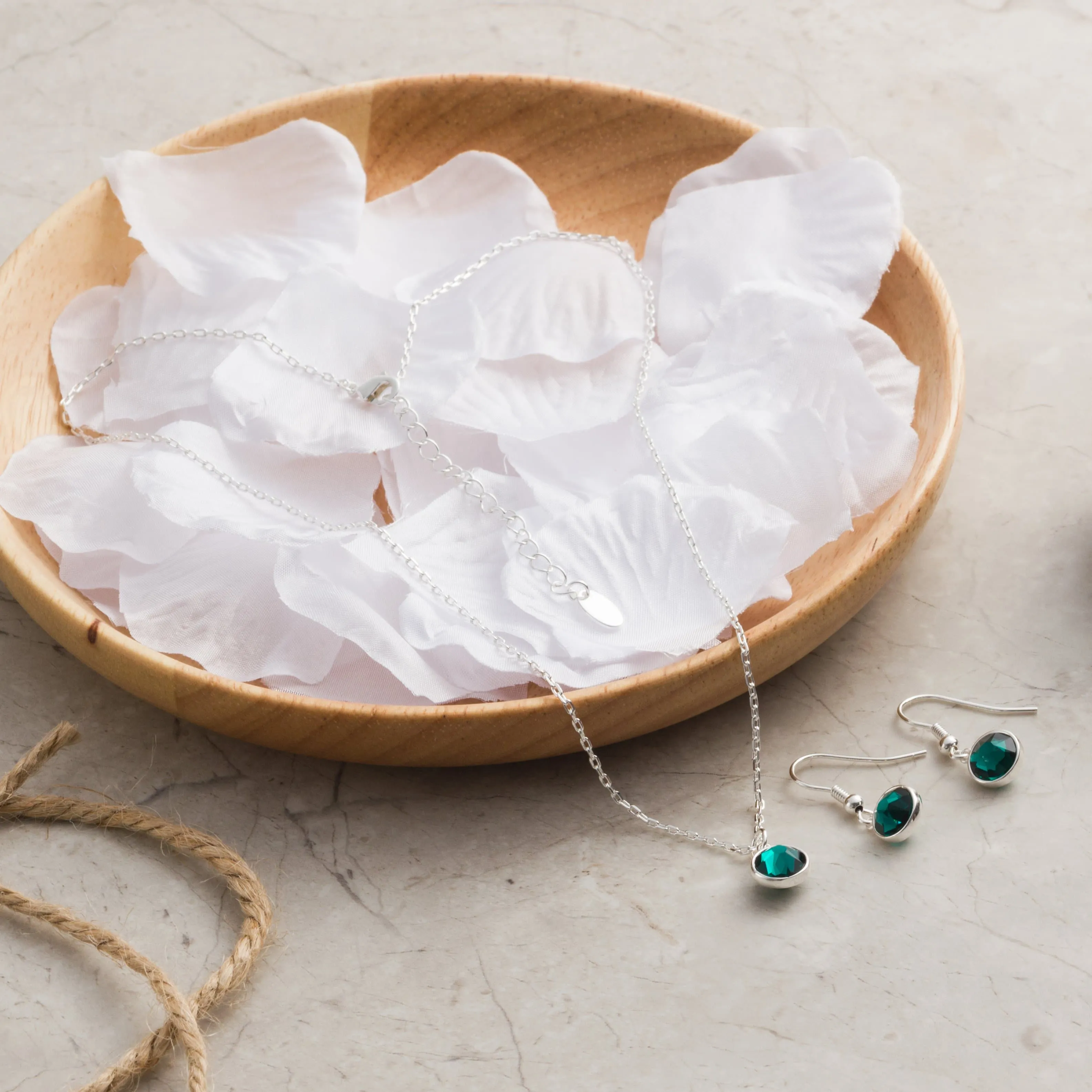 May (Emerald) Birthstone Necklace & Drop Earrings Set Created with Zircondia® Crystals