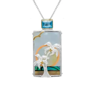 Michou Blue Topaz Palm Tree Sterling Silver Pendant